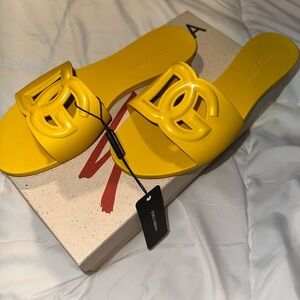 Dolce & Gabbana Bright Yellow Logo Sandals